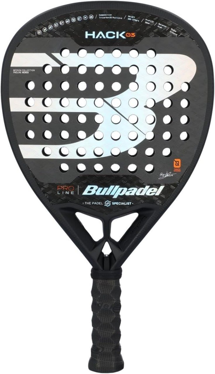 Raquette de padel Bullpadel Hack 03 noire, forme diamant