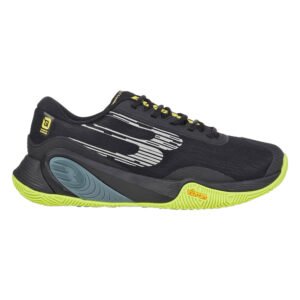 Chaussure de padel Bullpadel Hack Vibram 25I Paquito Navarro, noire à semelle jaune
