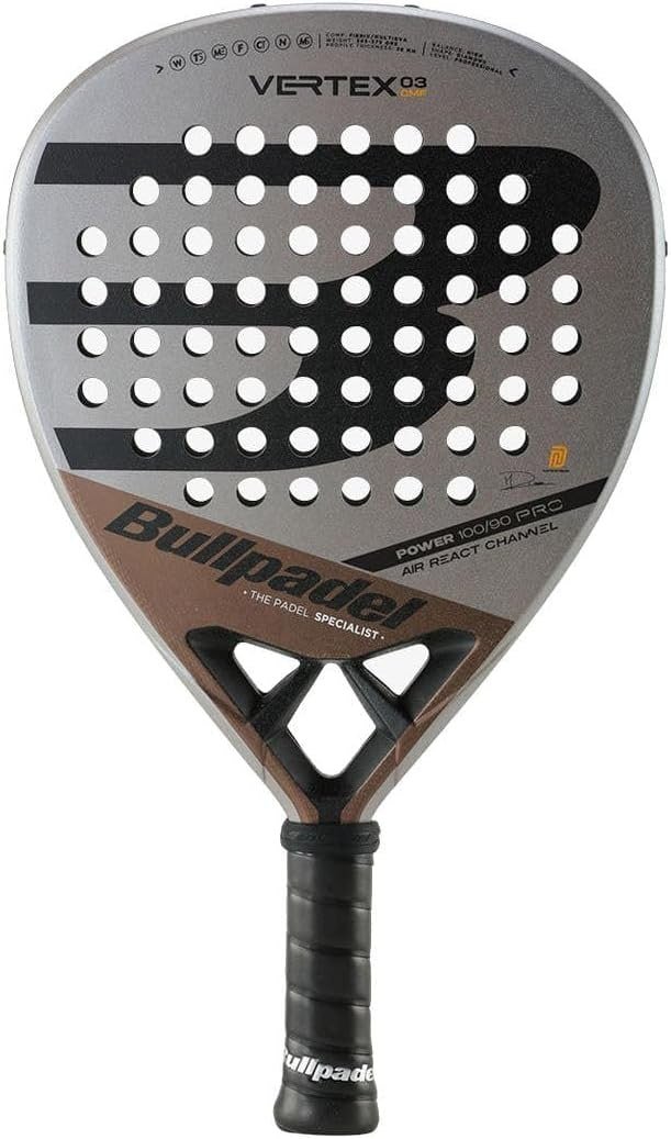 Raquette de padel Bullpadel Vertex 03 Comfort grise et bronze, forme diamant