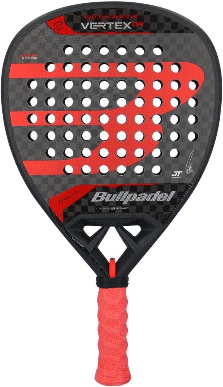 Raquette de padel Bullpadel Vertex 04 noire et rouge, forme diamant